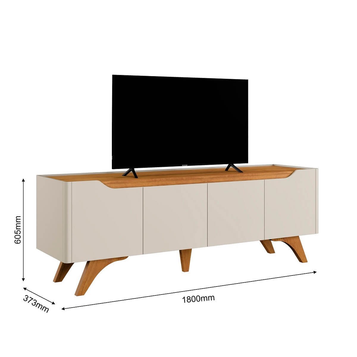 Rack para TV 75'' Atenas 4 Portas 1.80m Mavaular:Off White com Naturalle - 6