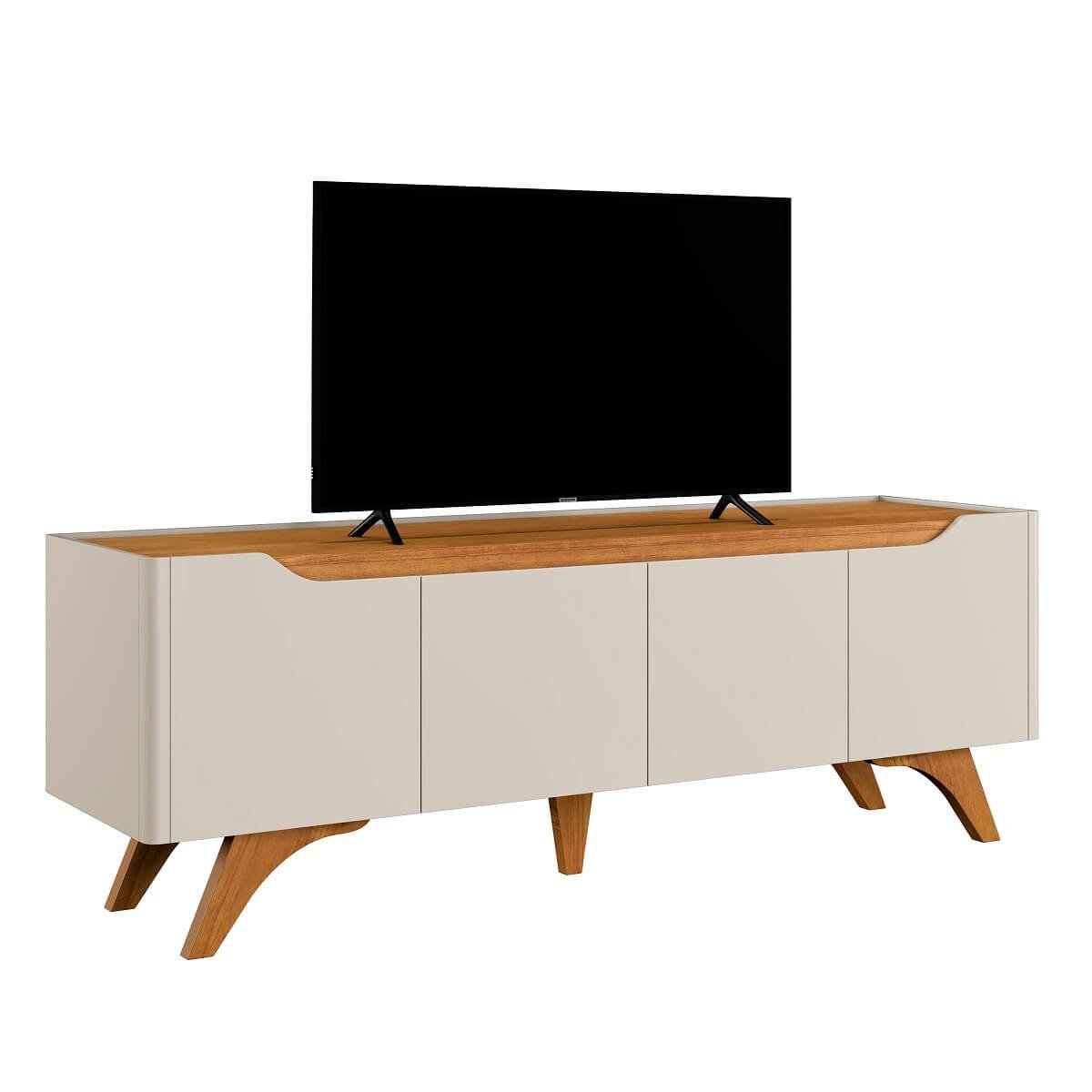 Rack para TV 75'' Atenas 4 Portas 1.80m Mavaular:Off White com Naturalle