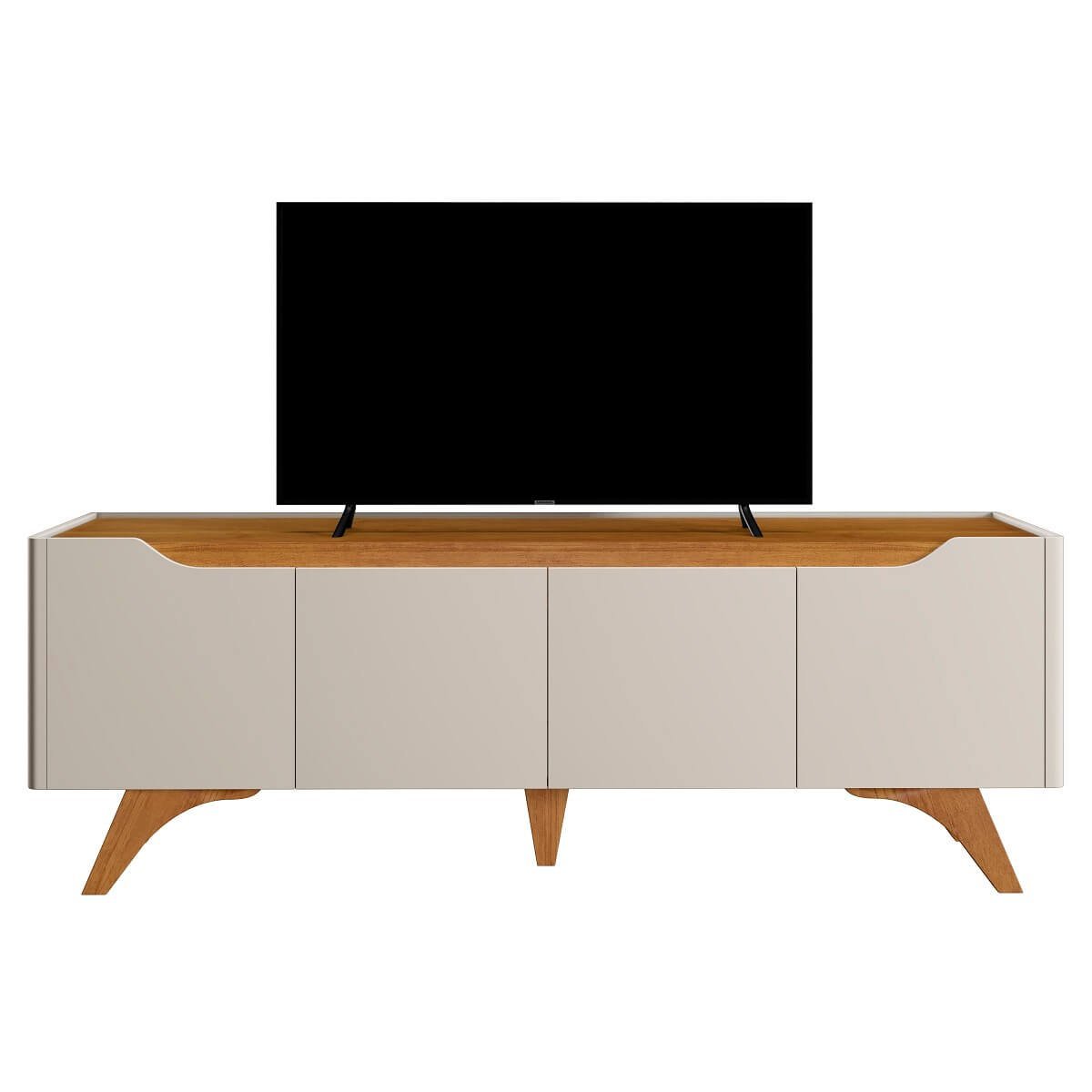Rack para TV 75'' Atenas 4 Portas 1.80m Mavaular:Off White com Naturalle - 2