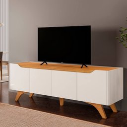 Rack para TV 75'' Atenas 4 Portas 1.80m Mavaular:Off White com Naturalle - 3