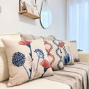 Ver imagem 1 de Kit 4 Capas de Almofada Linho Estampado Campestre Azul