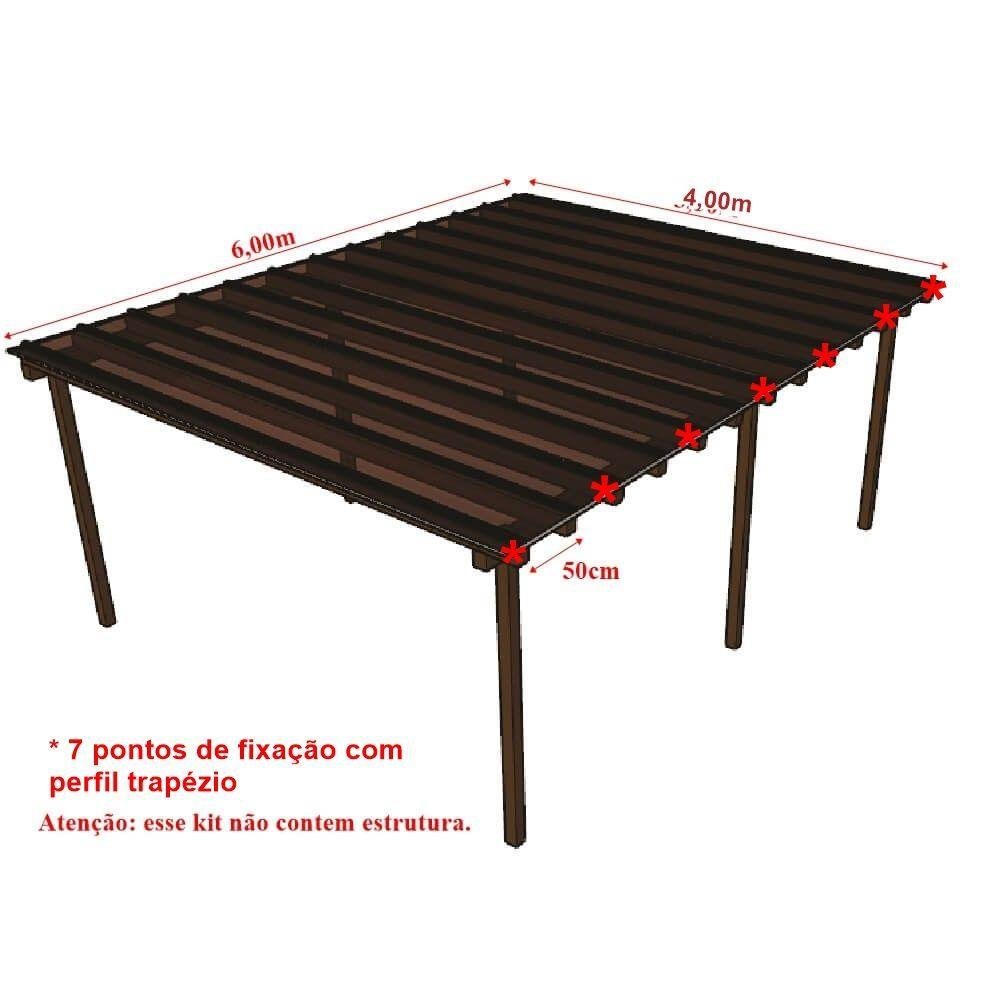 Kit Policarbonato Bronze 4mm 6,00m X 4,00m - Perfis Naturais - 5