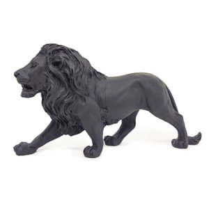 Estatua Enfeite de Resina Leão Preto Fosco 21cm