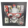 Quadro Decorativo Caveira Rockstar Moldura 50x50 Banda Musica Enfeite Decoraçao Sala Quarto Parede A - 2