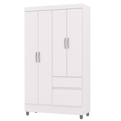 Guarda Roupa Solteiro 103cm 4 Portas Mayra Flex Branco V02 - Mpozenato