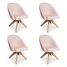 Kit 04 Poltronas Cadeira Giratória Bela Suede Rosa Bebê Base de Madeira - Pallazio - 1