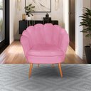 Ver imagem 1 de Poltrona Decorativa Estofada Pétala para Sala Quarto Veludo Rosa Bz Home Decor
