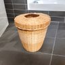 Lixeira Cesto De Lixo Redondo Fibra Natural Taquara com Tampa Higiênica - 3