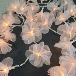 Fio de Luz Luz de Fada Cordão Led Pompom Organza Rosa Bivolt - 2