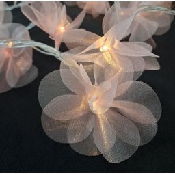 Fio de Luz Luz de Fada Cordão Led Pompom Organza Rosa Bivolt - 1