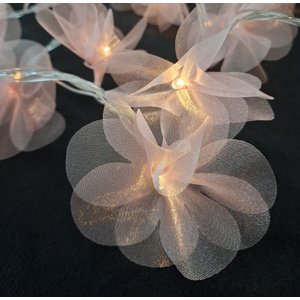 Fio de Luz Luz de Fada Cordão Led Pompom Organza Rosa Bivolt