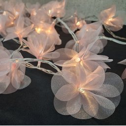 Fio de Luz Luz de Fada Cordão Led Pompom Organza Rosa Bivolt - 3