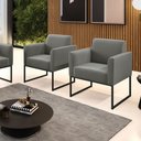 Ver imagem 2 de Kit 2 Poltronas Base Industrial Preto Marisa Suede Grafite D03 - D'Rossi