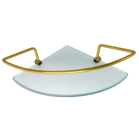 Porta Shampoo de Canto Dourado com Vidro Incolor
