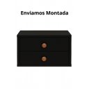 Ver imagem 4 de Mesa de Cabeceira Suspensa Preta MDF 15mm 2 Gavetas Já Vai Montada