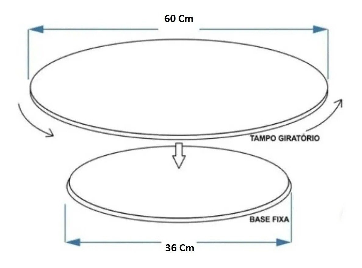 Prato Giratório Para Servir Na Mesa 60 Cm - Cor Preto - 4