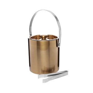 Balde de Gelo em Aço Inox Old Fashioned Dourado 1,5l Wolff