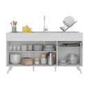 Ver imagem 4 de Balcão Cozinha Gabinete Pia 150 Cm 3 Portas 1 Gaveta Veneza Multimóveis Mp2072.891 Branco