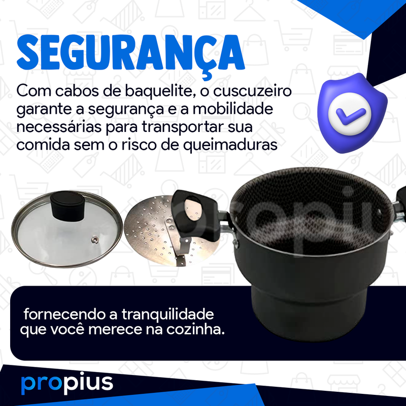 Cuscuzeiro Enjoy Revestimento Andiaderente Com Tampa De Vidro 14cm Alumínio Teflon Cuscuz Alimento P - 4