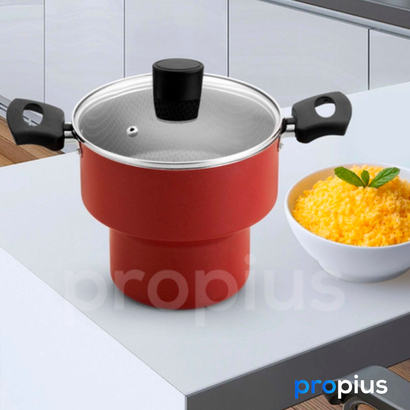 Cuscuzeiro Enjoy Revestimento Andiaderente Com Tampa De Vidro 14cm Alumínio Teflon Cuscuz Alimento P - 9