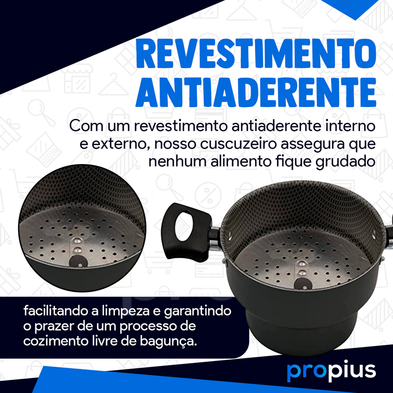 Cuscuzeiro Enjoy Revestimento Andiaderente Com Tampa De Vidro 14cm Alumínio Teflon Cuscuz Alimento P - 7