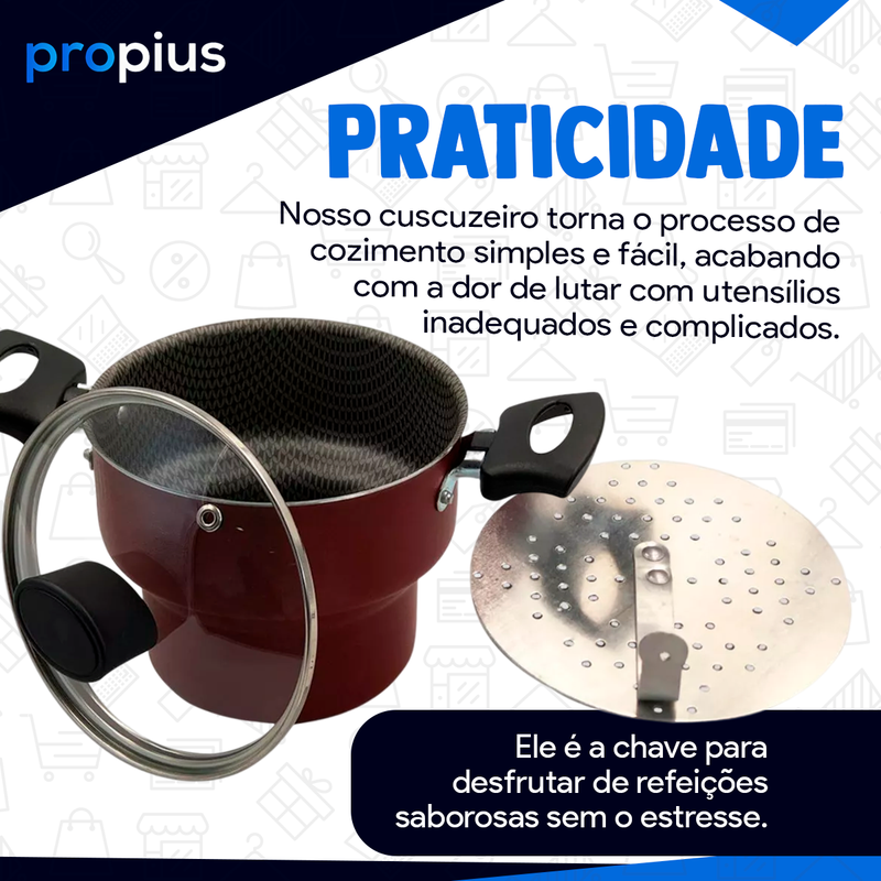 Cuscuzeiro Enjoy Revestimento Andiaderente Com Tampa De Vidro 14cm Alumínio Teflon Cuscuz Alimento P - 2