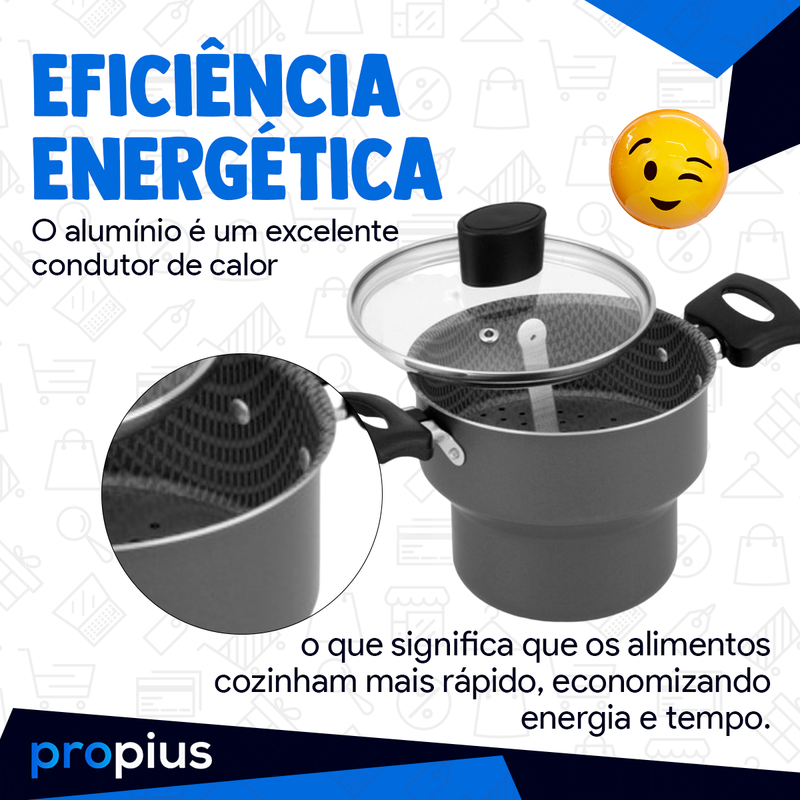 Cuscuzeiro Enjoy Revestimento Andiaderente Com Tampa De Vidro 14cm Alumínio Teflon Cuscuz Alimento P - 8