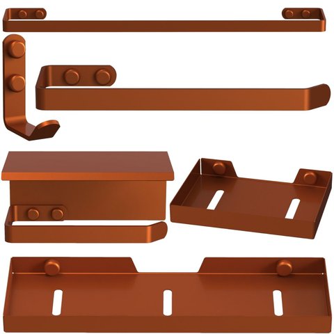 Kit Acessórios para Banheiro 6 Peças Rose Gold Fs Max