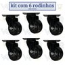 Kit 6 Rodinhas Giratória Refoçada 3 Polegadas Black com Rolamento Anti Risco 400kg 75mm P/ Móveis - 8