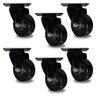 Kit 6 Rodinhas Giratória Refoçada 3 Polegadas Black com Rolamento Anti Risco 400kg 75mm P/ Móveis - 1