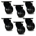 Ver imagem 1 de Kit 6 Rodinhas Giratória Refoçada 3 Polegadas Black com Rolamento Anti Risco 400kg 75mm P/ Móveis