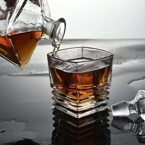Garrafa Decanter Vidro Whisky Licor 930ml 6 Copos - 3
