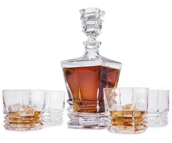 Garrafa Decanter Vidro Whisky Licor 930ml 6 Copos