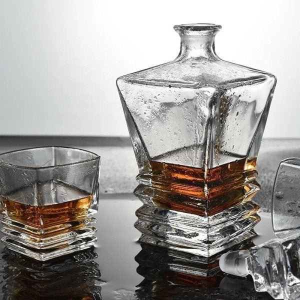 Garrafa Decanter Vidro Whisky Licor 930ml 6 Copos - 2