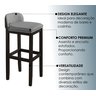 Conjunto 3 Banquetas Alta Cozinha Área Gourmet Fixa em Madeira Cor Preta Assento Estofado - 4