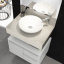 Ver imagem 4 de Bancada em Porcelanato para Banheiro 60cm Pró para Cuba de Apoio Yescasa Branco/Bianco