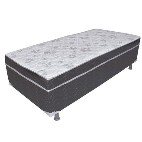 Cama Box Base Conjugada Espuma Dupla Solteiro Poliester:CINZA
