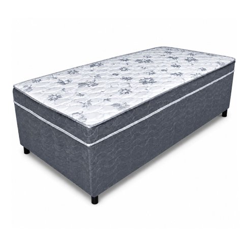 Cama Box Conjugada Solteiro Espuma Dupla D33 Poliéster Cinza (88 x 188 x 56 cm) Suporta até 110 kg