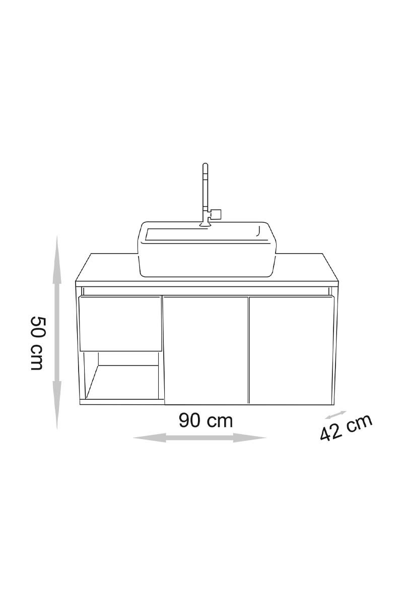 Balcão Armário para Banheiro Apollo 90 Suspenso - Fabribam Gabinetes - 3