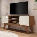Ver imagem 3 de Rack para Sala de Estar TV 65 pol 160cm 2 Portas Pés Retrô Doble A05 Cinamomo Off White - Lyam