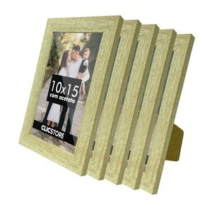 Kit 5 Porta Retrato 10x15 A6 Apoio Decorativo Moldura Acetato Foto Decor:carvalho