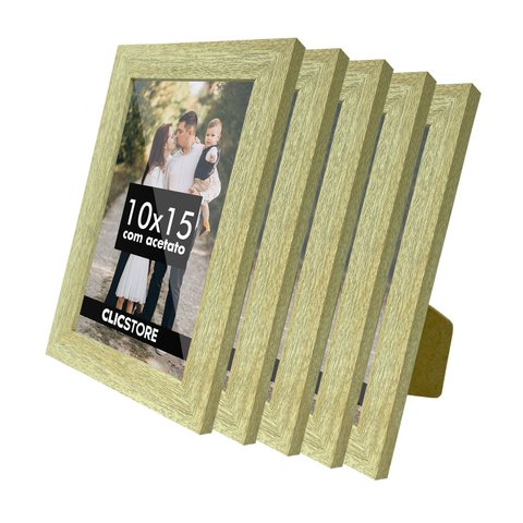 Kit 5 Porta Retrato 10x15 A6 Apoio Decorativo Moldura Acetato Foto Decor:carvalho