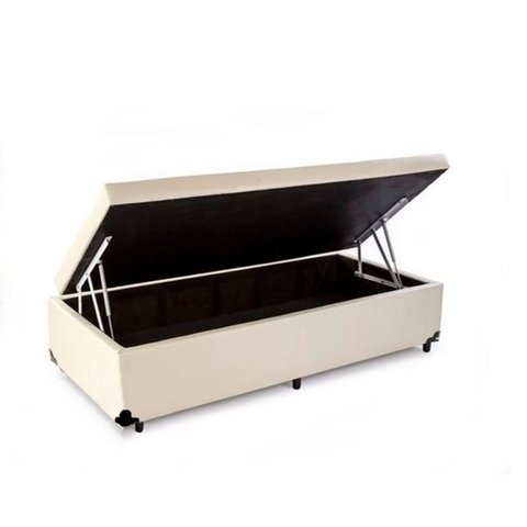 Cama Box Baú Solteiro Conforto Sintético Bege + Colchão Solteiro Conforto Espuma D23 14x88x188