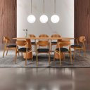 Ver imagem 1 de Sala de Jantar Mesa Noronha 220cm Tampo Laminado Canto Barril e 8 Cad Solaris Gold