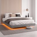 Ver imagem 1 de Cama Box Casal Osaka Flutuante Estilo Japonesa 138x188 Base Estofada Bouclê Cinza - Desk Design