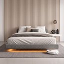 Ver imagem 7 de Cama Box Casal Osaka Flutuante Estilo Japonesa 138x188 Base Estofada Bouclê Cinza - Desk Design