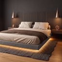 Ver imagem 6 de Cama Box Casal Osaka Flutuante Estilo Japonesa 138x188 Base Estofada Bouclê Cinza - Desk Design