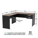 Ver imagem 4 de Mesa de Escritório em L 160x60cm com 2 Gavetas + Cadeira de Escritório Ergonômica Reclinável