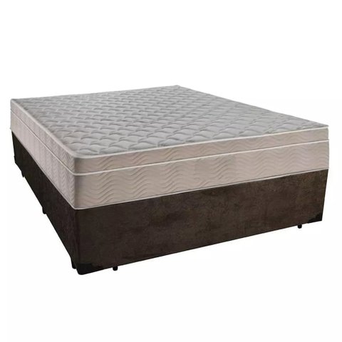 Cama Box Casal Suede + Colchão Sereneprime Molas Ensacadas 138x188x65 Marrom