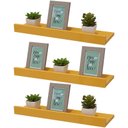 Ver imagem 2 de Kit 3 Prateleiras Porta Quadros 100 X 10cm Amarela Suporte Invisível